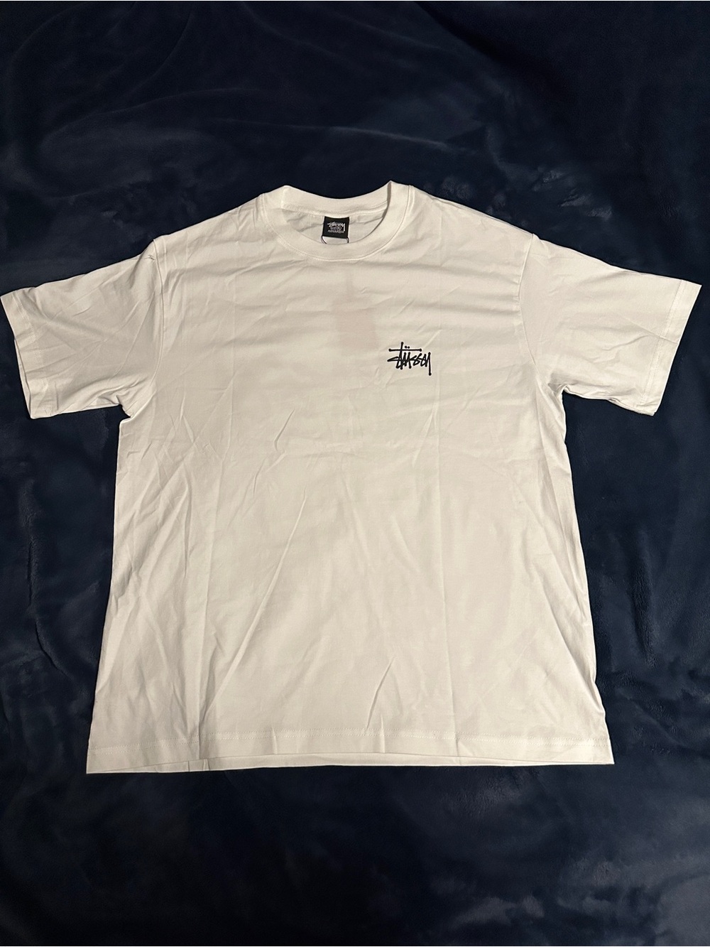Stussy white T-shirt with logo in front and back
